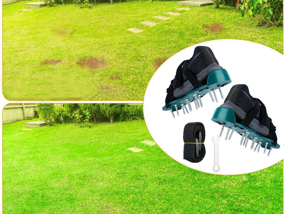 Lawn Aerator Shoes Attachments with Spikes, Green
