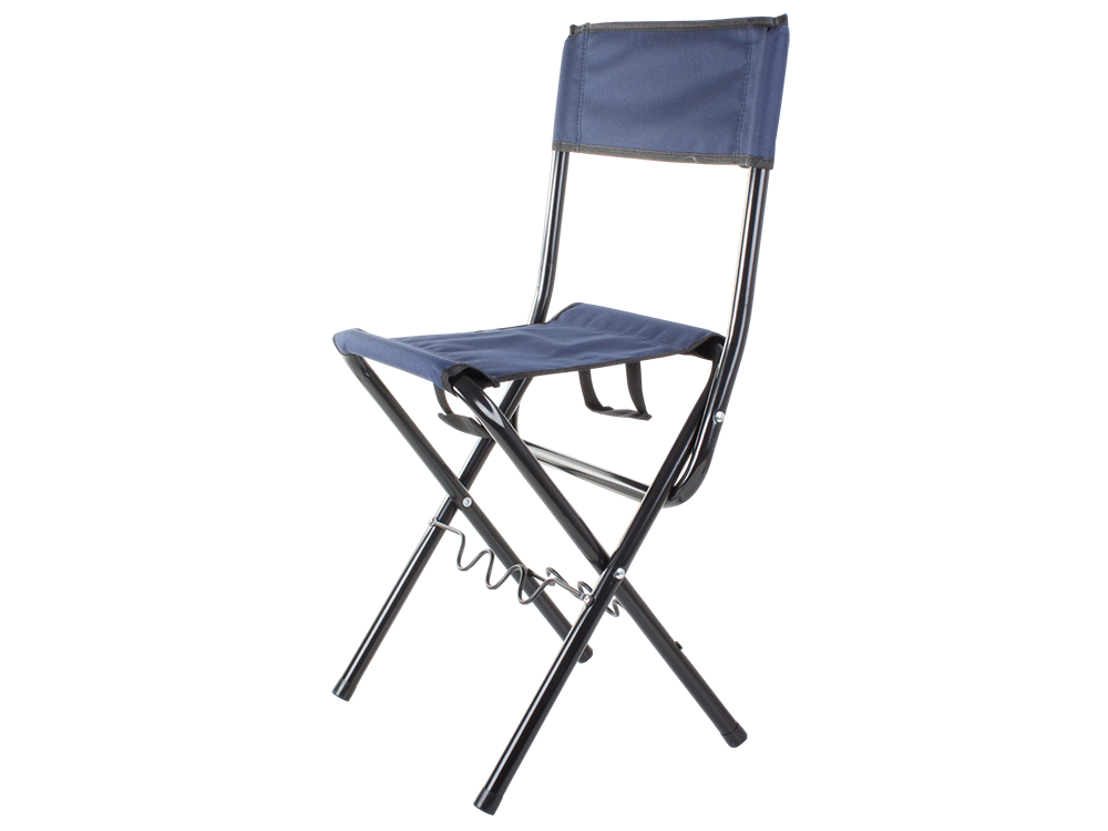 Fishing chair with backrest and rod holder, blue
