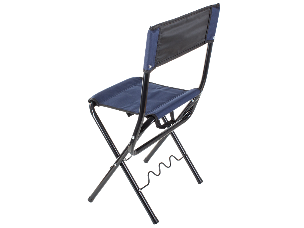 Fishing chair with backrest and rod holder, blue