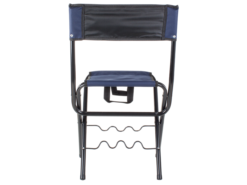 Fishing chair with backrest and rod holder, blue