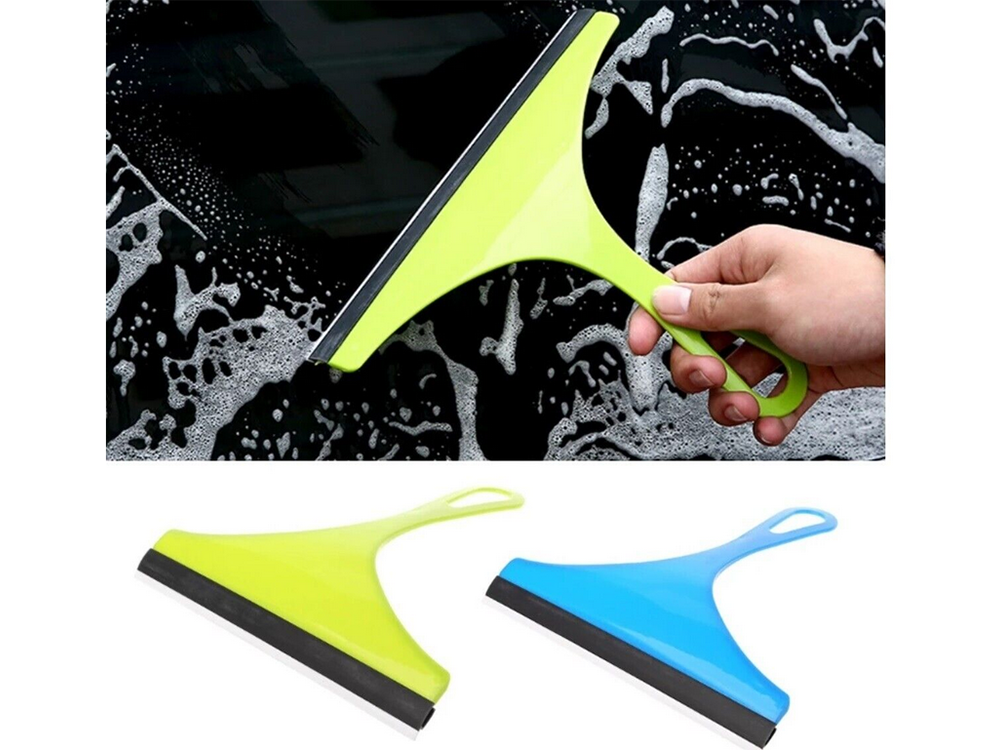 Window squeegee with flexible handle for water removal