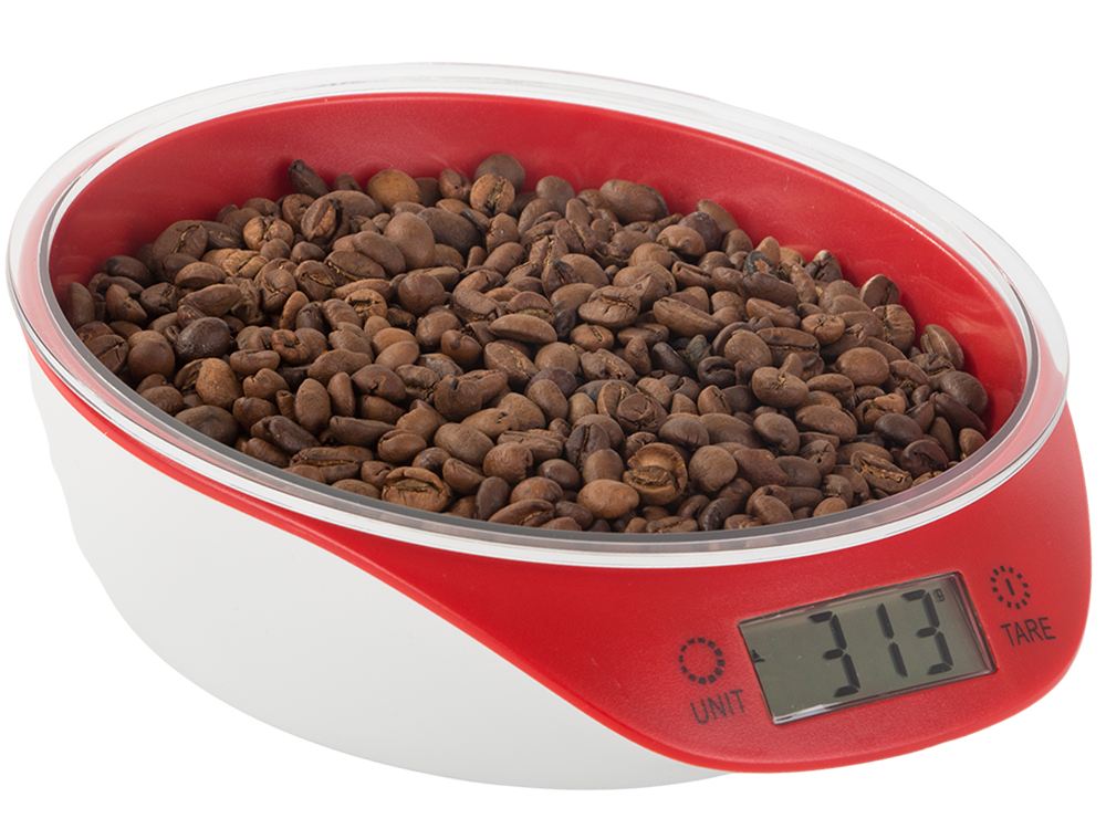 Precise digital kitchen scales with removable bowl 5kg, white-red