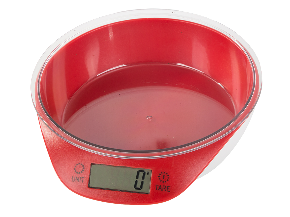 Precise digital kitchen scales with removable bowl 5kg, white-red