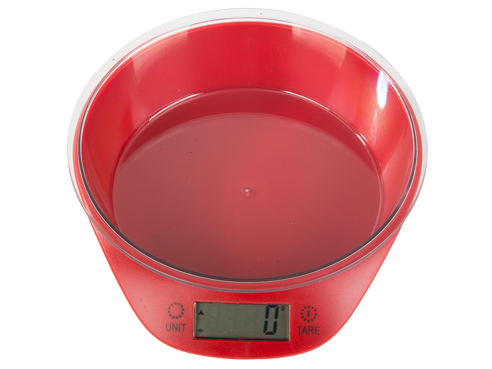 Precise digital kitchen scales with removable bowl 5kg, white-red