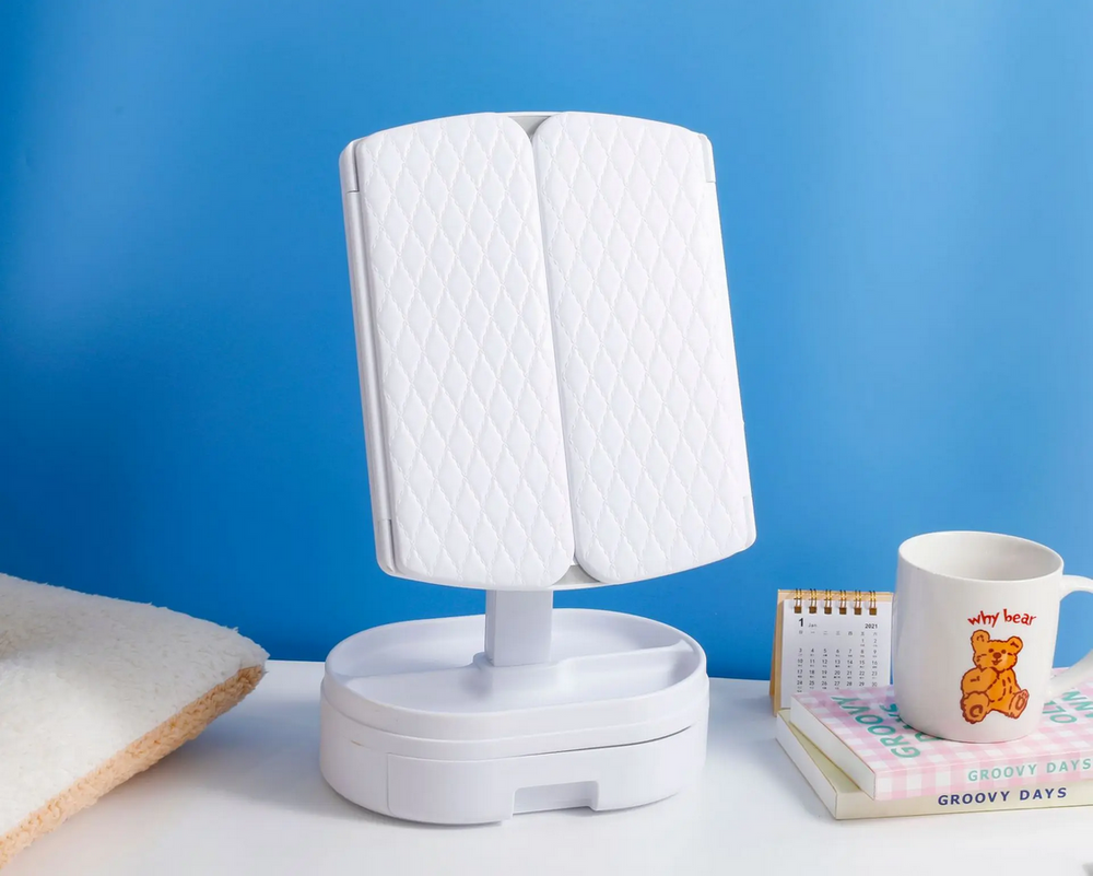 Foldable LED Makeup Mirror with 2x 3x Magnification
