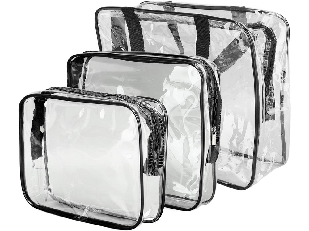 Clear Makeup Bag Set 3-in-1 Travel Cosmetic Organizer for Airport