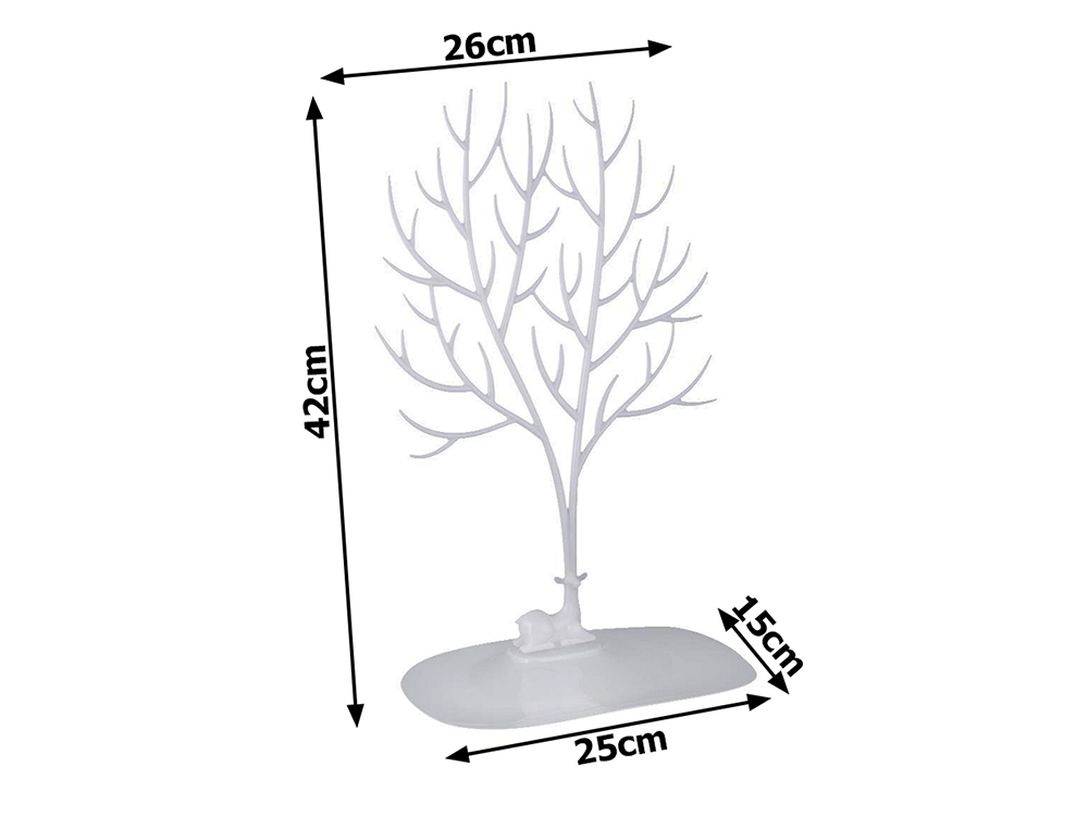 Jewelry Stand & Organizer - Deer Tree, White