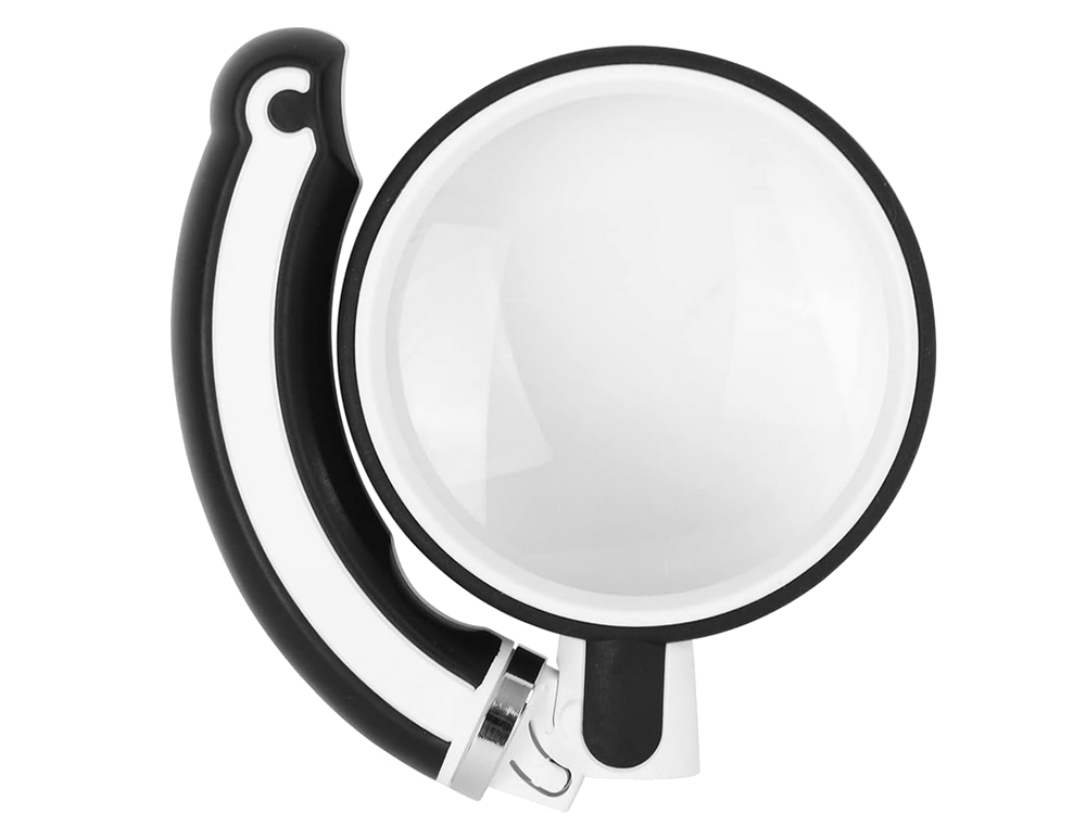 Folding Classic Magnifying Glass with 70mm Glass Lens and Pouch, Black/White