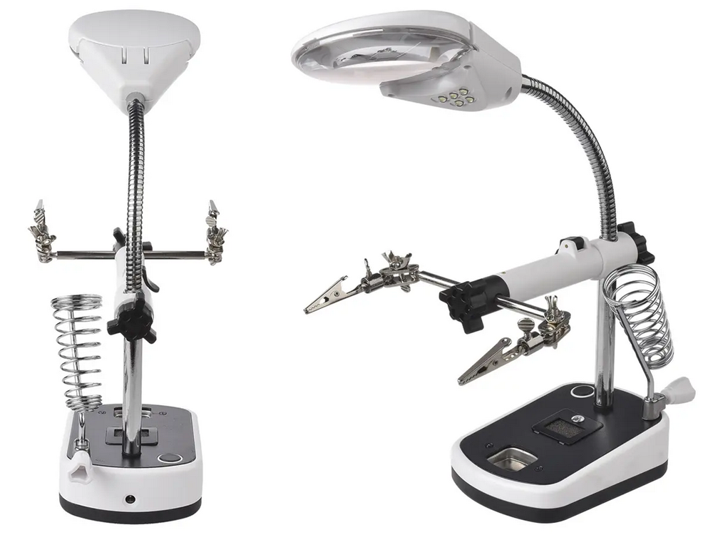 Helping Hand Magnifier 3.5x 10x with 5 LED Light for Soldering