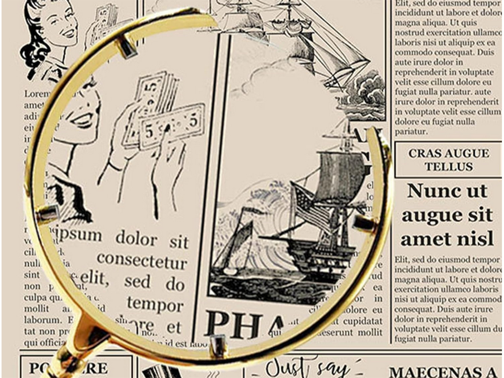 Rankinis didinamasis stiklas skaitymui, 6x padidinimas, auksinis