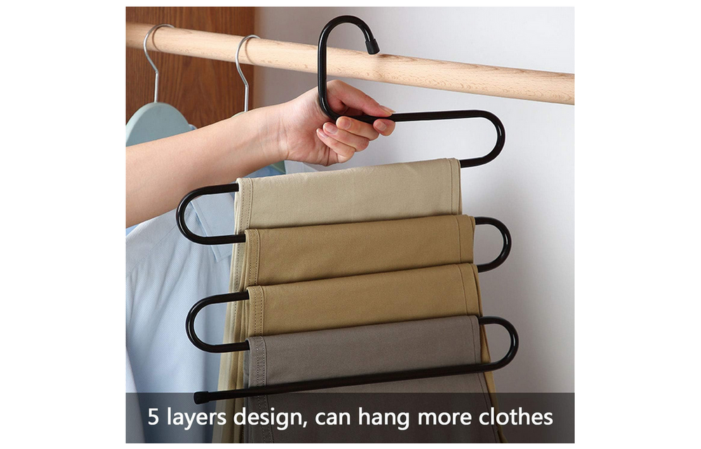 Sturdy Space Saving Pants Hanger, 5 Tier Closet Organizer for Trousers