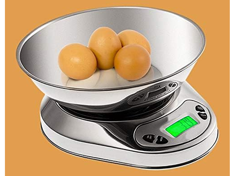 Digital Kitchen Scale with Stainless Steel Bowl, 5kg/1g Precision Food Scale
