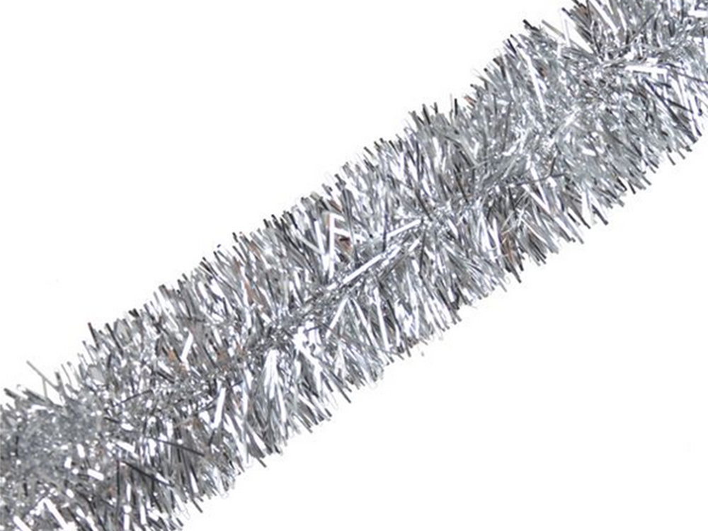 Christmas Tinsel Garland for Tree Decoration 2m, Silver