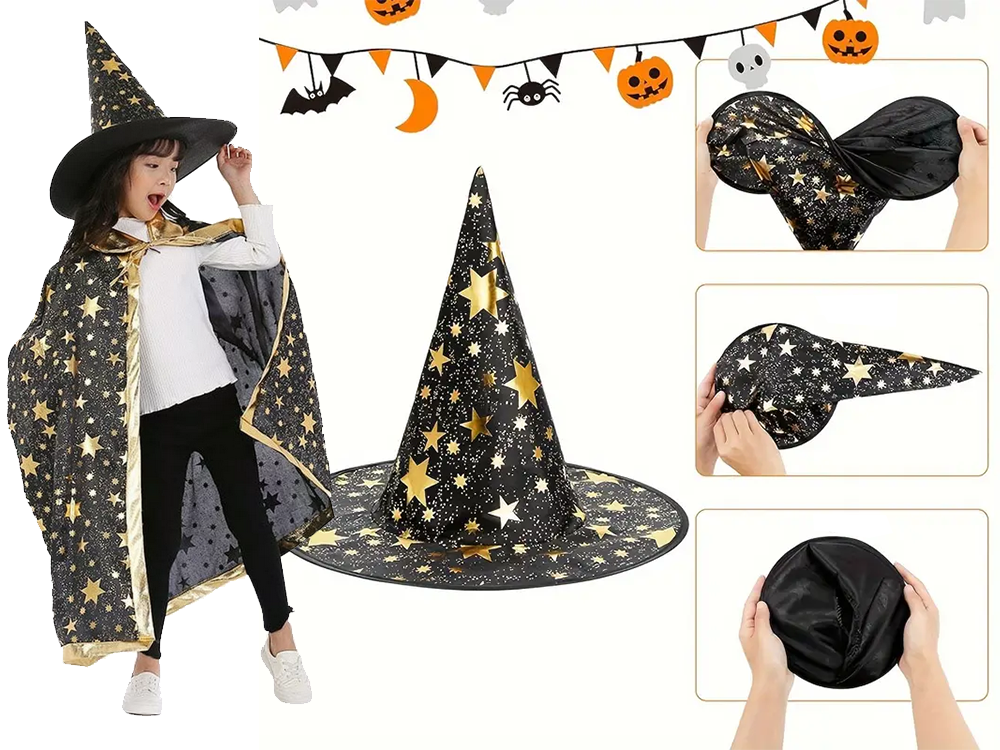 Wizard Costume with Cape and Hat for Halloween