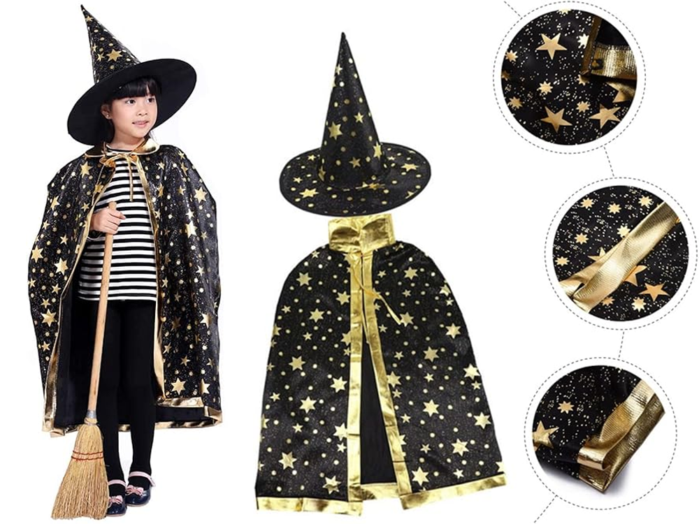 Wizard Costume with Cape and Hat for Halloween