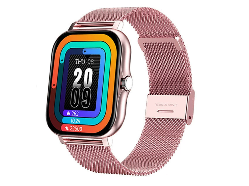 Smartwatch with Bluetooth Calls and Rubber Strap, Pink