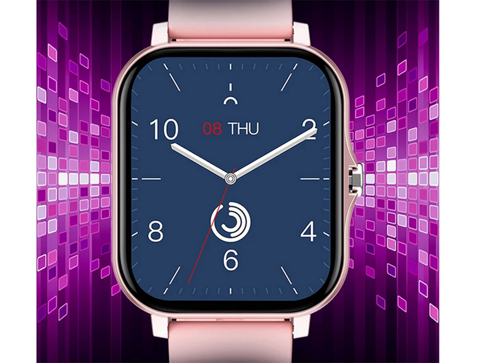 Smartwatch with Bluetooth Calls and Rubber Strap, Pink
