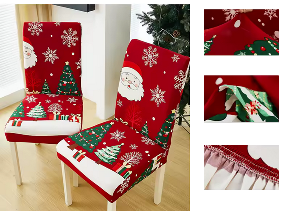 Universal Stretch Christmas Dining Chair Cover, Santa Decoration