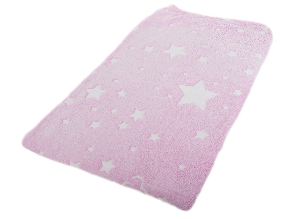Soft Throw Blanket / Bedspread with Glow-in-the-Dark Stars, 150x180 cm, Pink