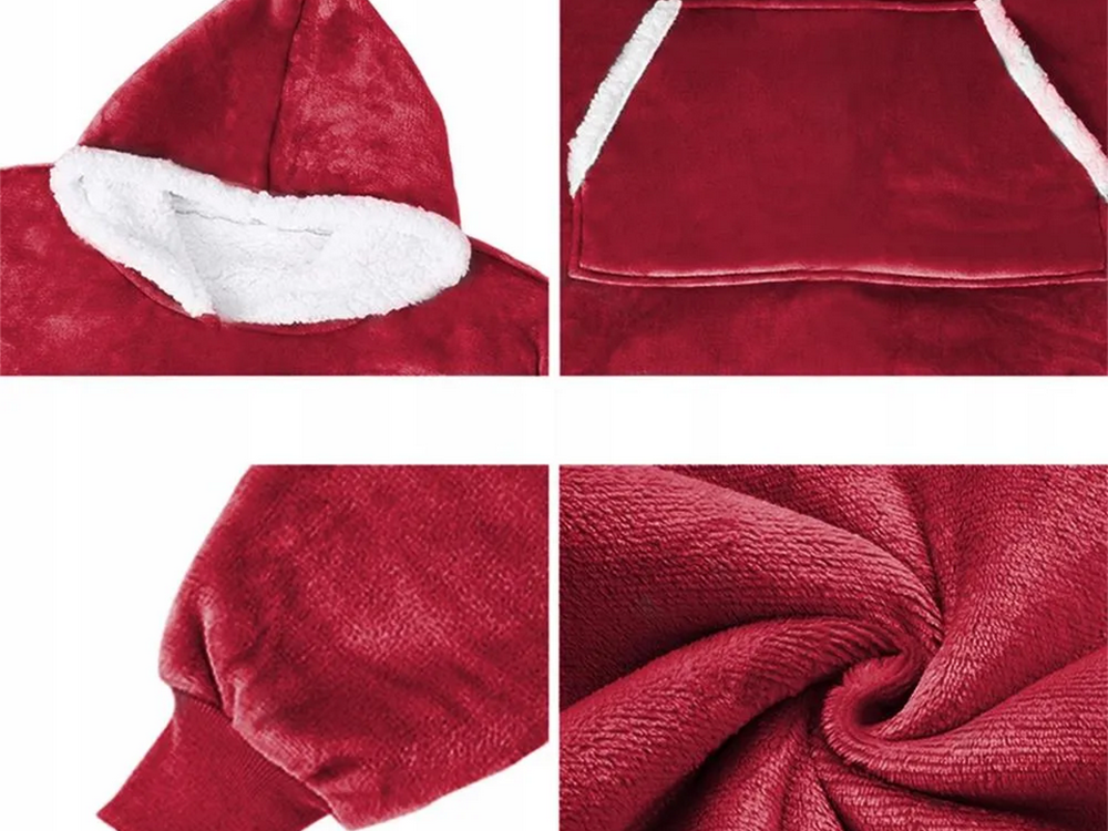 Warm Oversize Blanket Hoodie XXL with Hood, Burgundy
