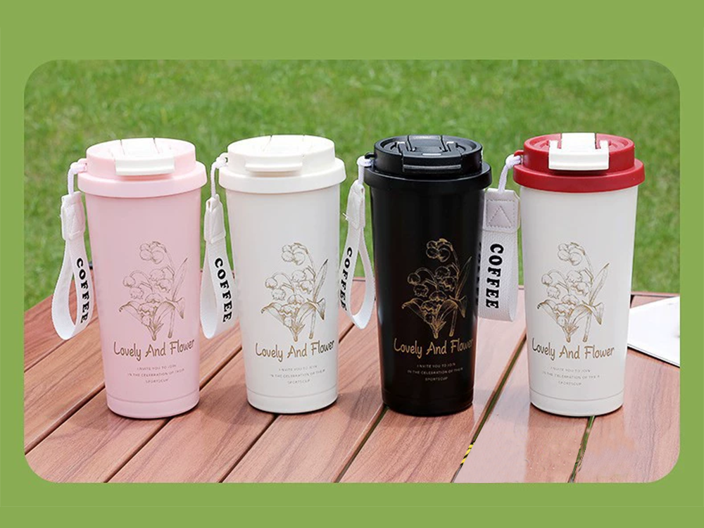 Thermal Mug with Straw and Strap, 530ml, Stainless Steel