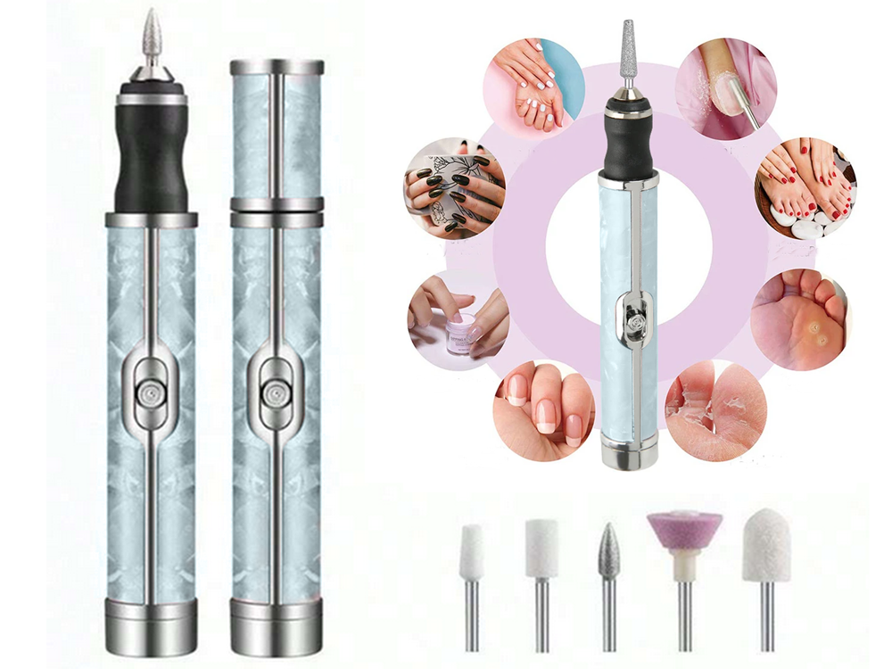 Nail Drill Machine for Manicure and Pedicure with Drill Bits Set (USB, Blue)