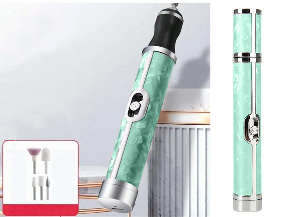 Rechargeable USB Nail Drill for Manicure and Pedicure with Bit Set, Green