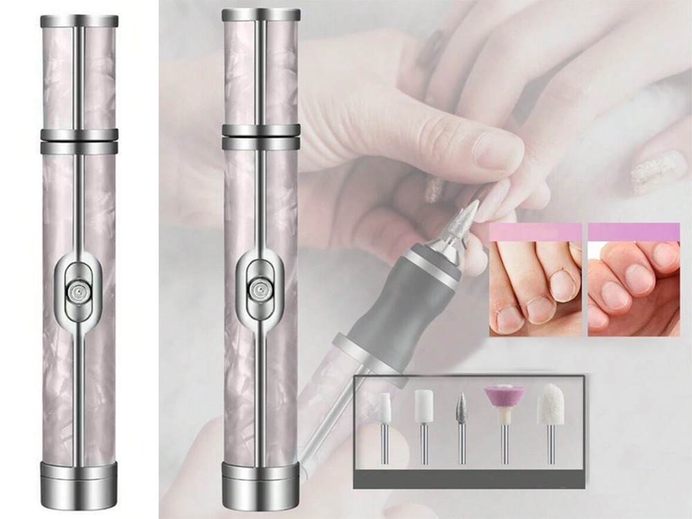 Rechargeable Electric Nail Drill for Manicure and Pedicure with Bits Set, USB, Pink