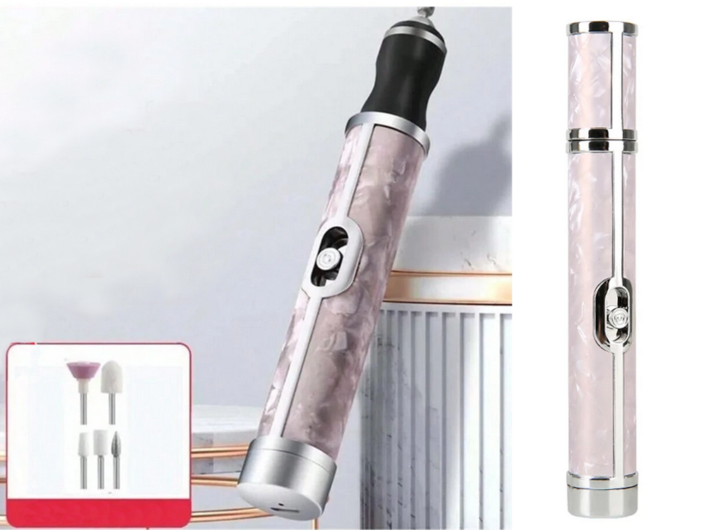 Rechargeable Electric Nail Drill for Manicure and Pedicure with Bits Set, USB, Pink