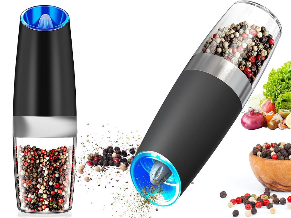 Electric Gravity Salt and Pepper Grinder with LED Light