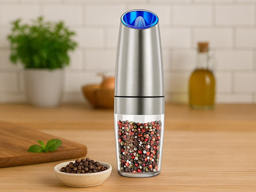 Electric Gravity Pepper and Salt Grinder with LED Light