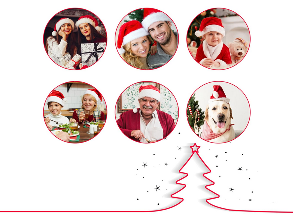 Fluffy Plush Santa Hat with Pom Pom, Red