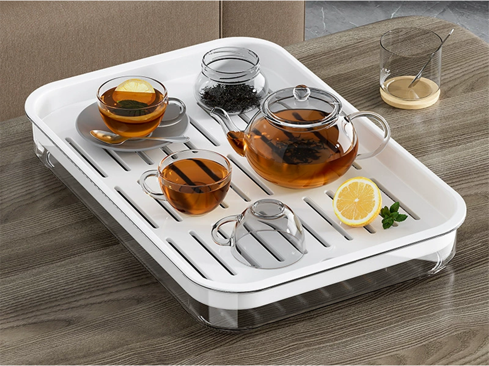 Double-Layer Kitchen Tray - Dish and Fruit Drainer, Plastic