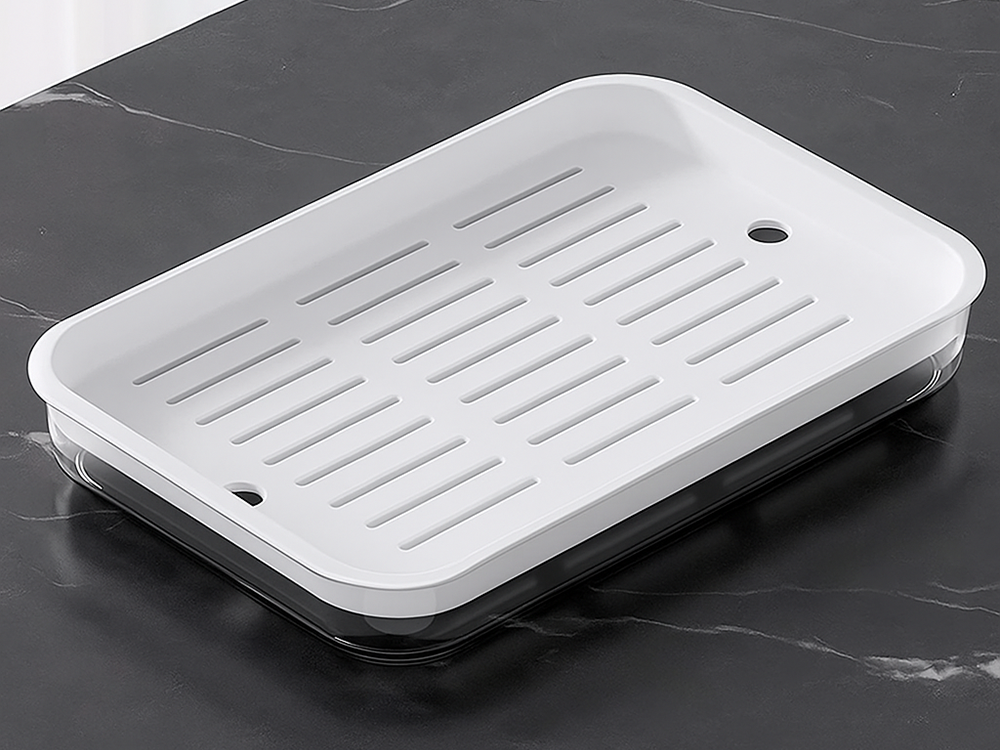 Double-Layer Kitchen Tray - Dish and Fruit Drainer, Plastic