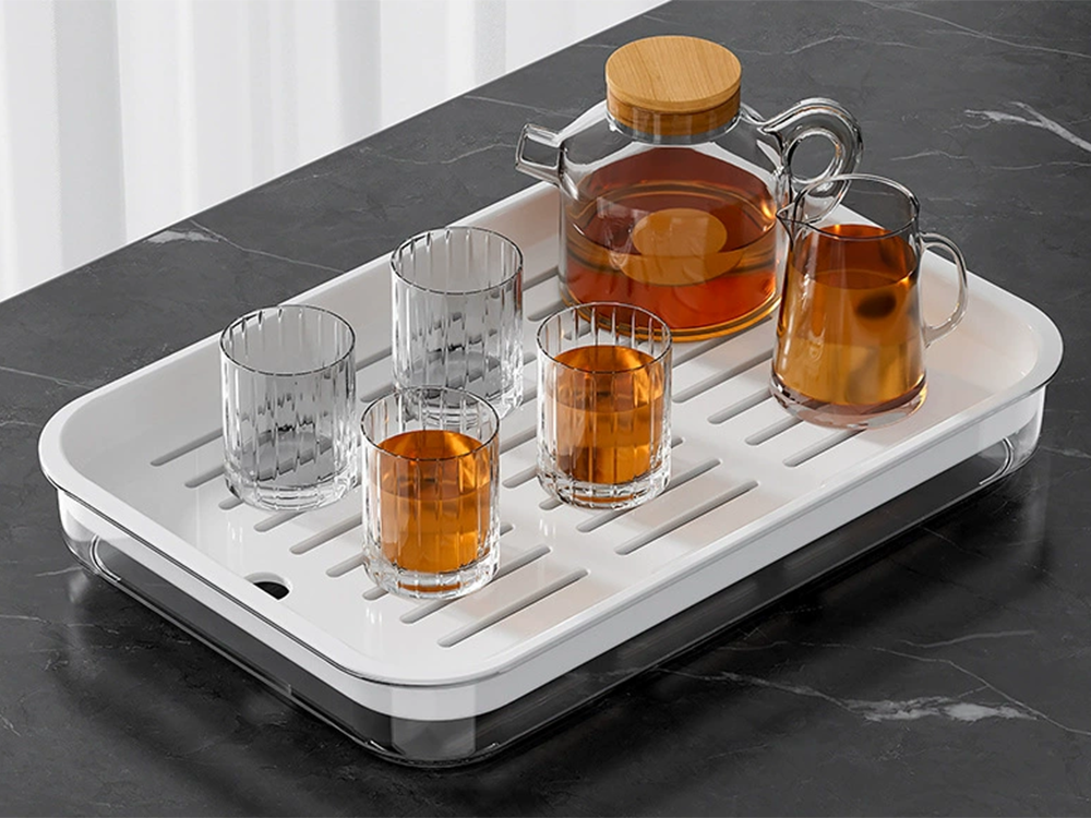 Double-Layer Kitchen Tray - Dish and Fruit Drainer, Plastic