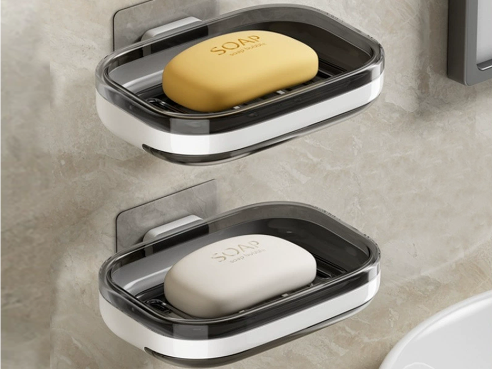 Soap Dish with Water Drainage, Wall-Mounted or Freestanding