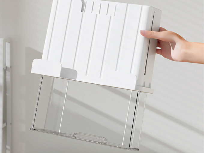 Under Desk Drawer Organizer - Self-Adhesive Slide-Out Tray, White/Clear
