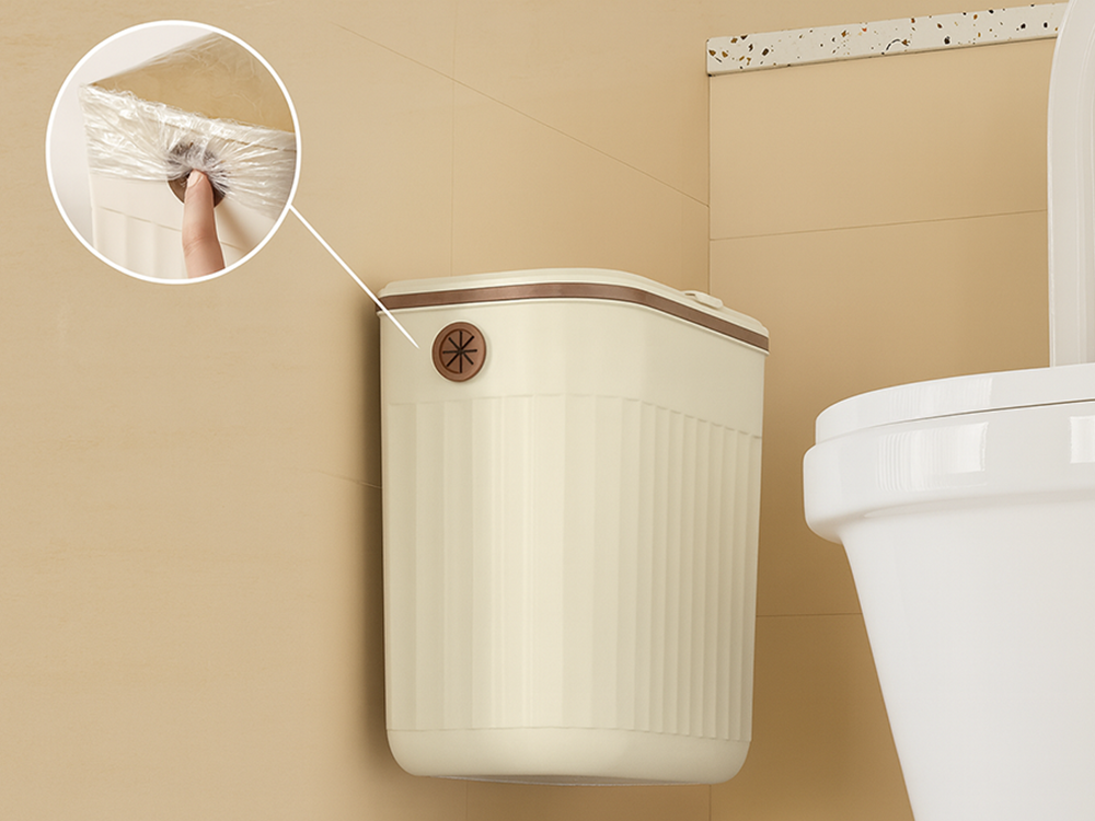 Hanging Kitchen Trash Can for Cabinet Door Under Sink with Lid, 2.9 Gal