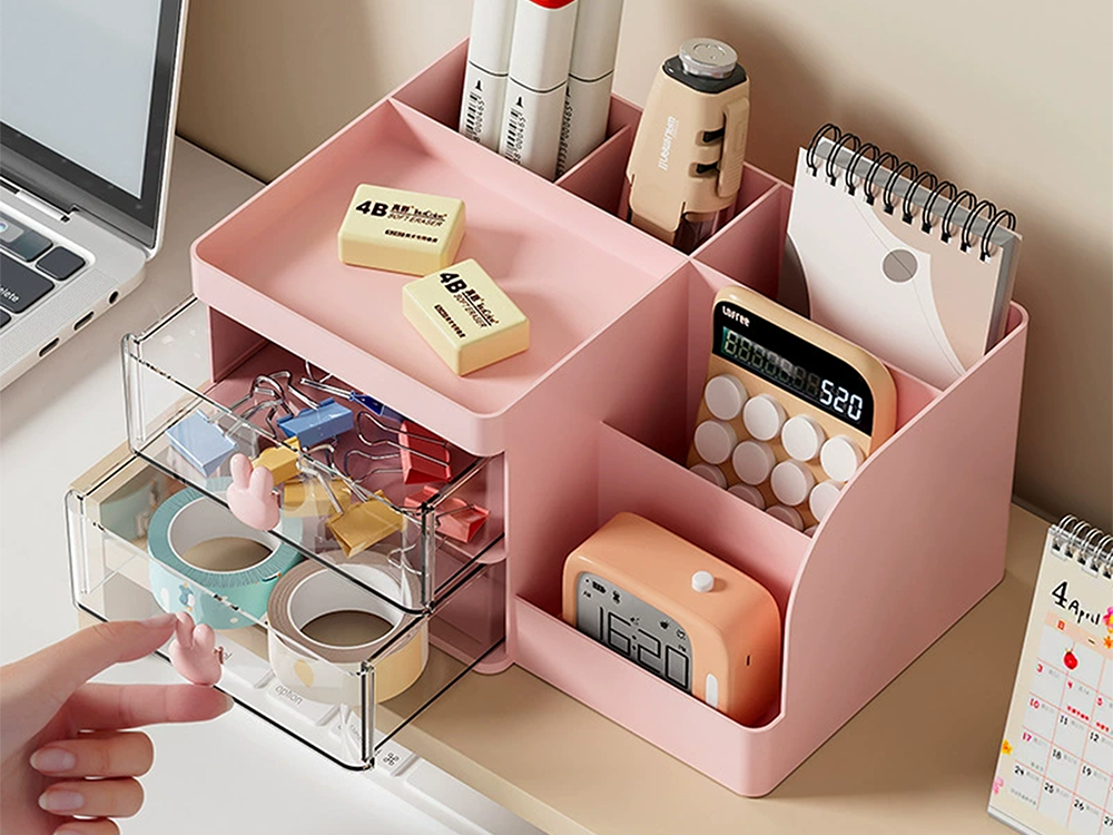 Desk Organizer for Cosmetics and Small Items with Drawers