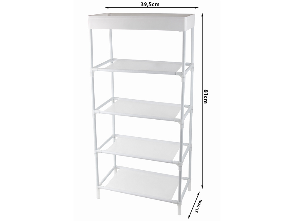 5-Tier Shoe Rack Organizer, Narrow Storage Shelf for Entryway and Bathroom, White