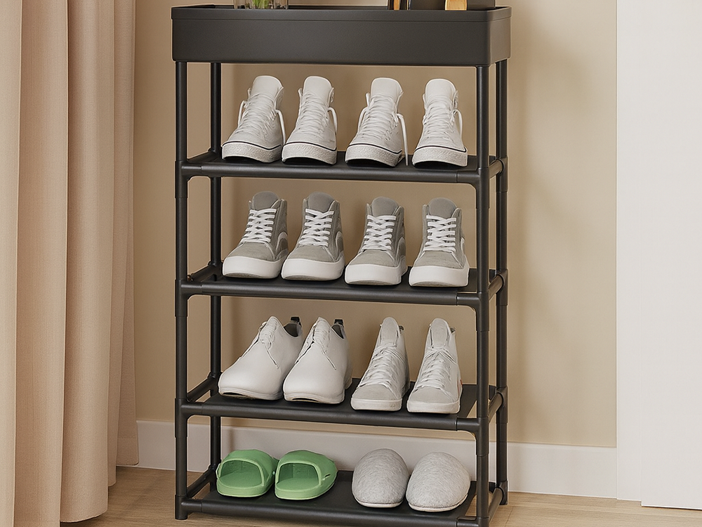 5-Tier Shoe Rack Organizer, Freestanding Storage Shelf for Entryway and Closet, Black