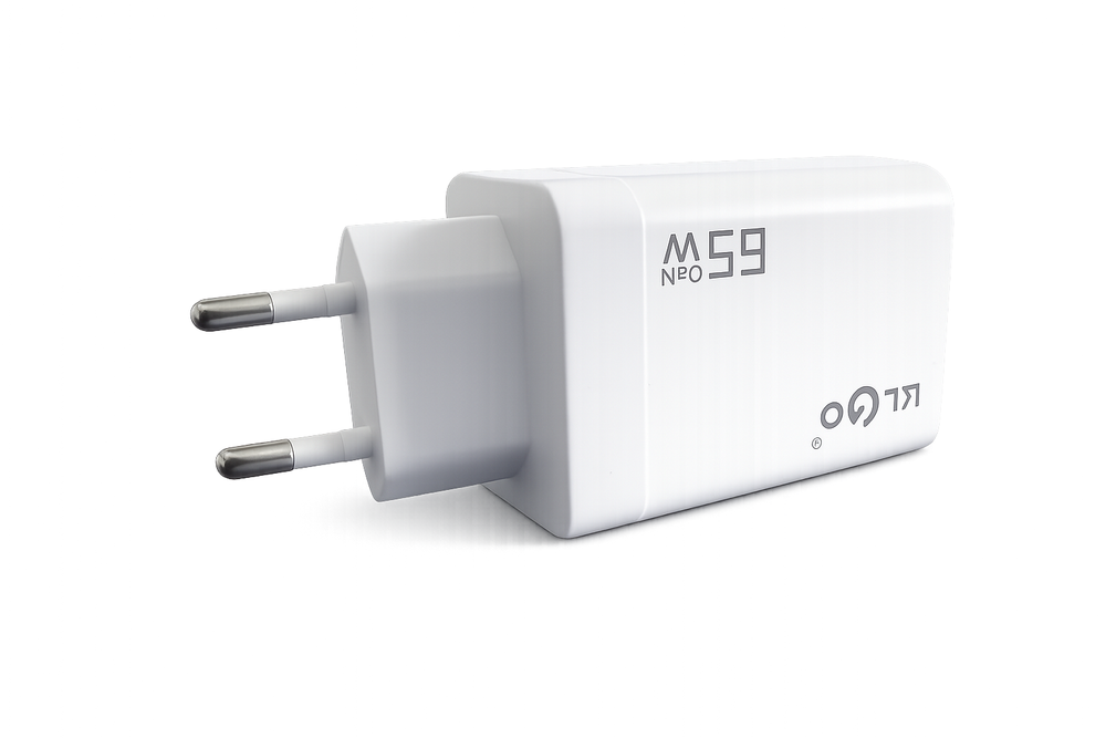 65W USB C Fast Wall Charger with Built-in Cable Power Delivery for Laptops, White