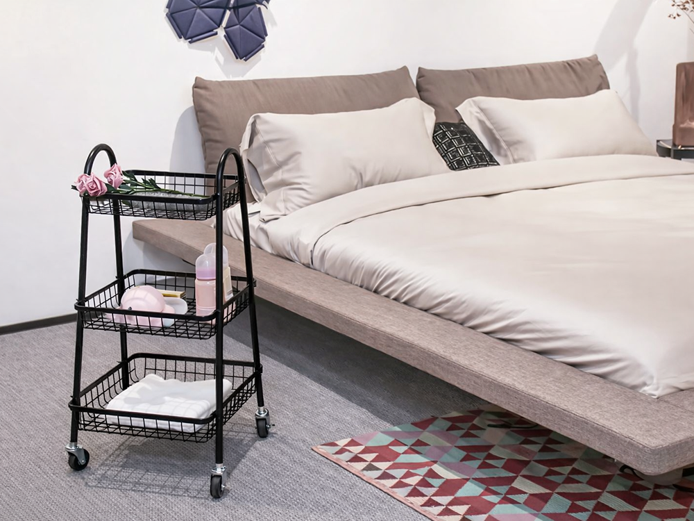 3-Tier Metal Rolling Utility Cart Storage Organizer, Black