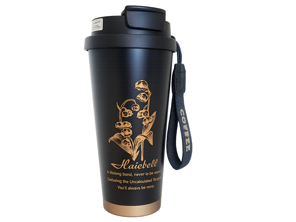 Thermal Mug with Straw 530ml Stainless Steel Travel Tumbler, Black