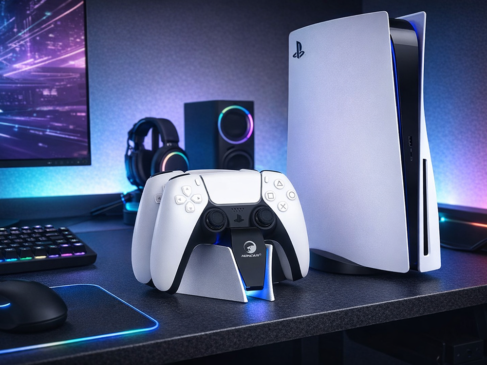 PS5 DualSense Controller Charging Station Dual Dock, Black and White