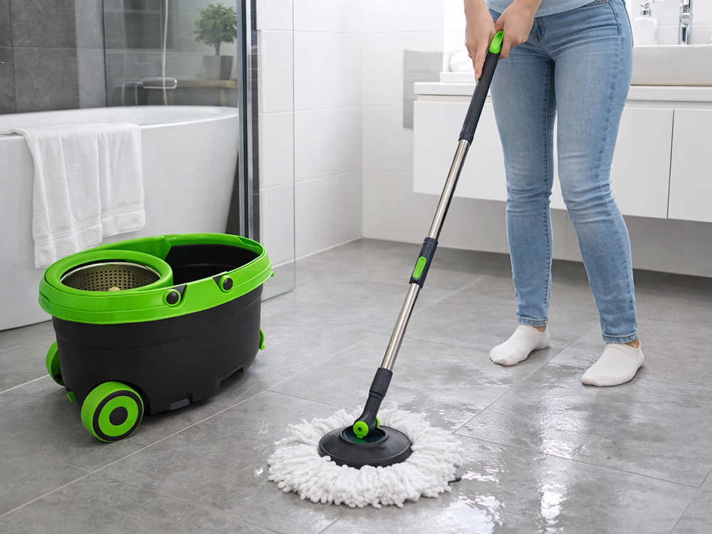 360 Spin Mop and Bucket Set with Wheels and 2 Microfiber Pads