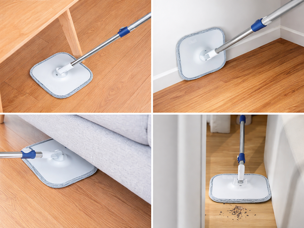 360° Flat Spin Mop with Collapsible Bucket and 2 Microfiber Pads