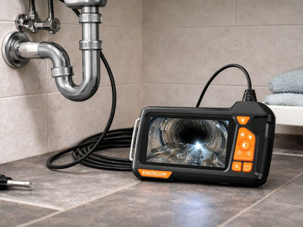 HD tikrinimo kamera endoskopas 10m IP67 146088 su LCD ekranu, juodas