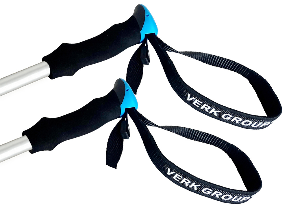 Verk Group Silver Nordic Walking and Trekking Poles with Tips and Bag
