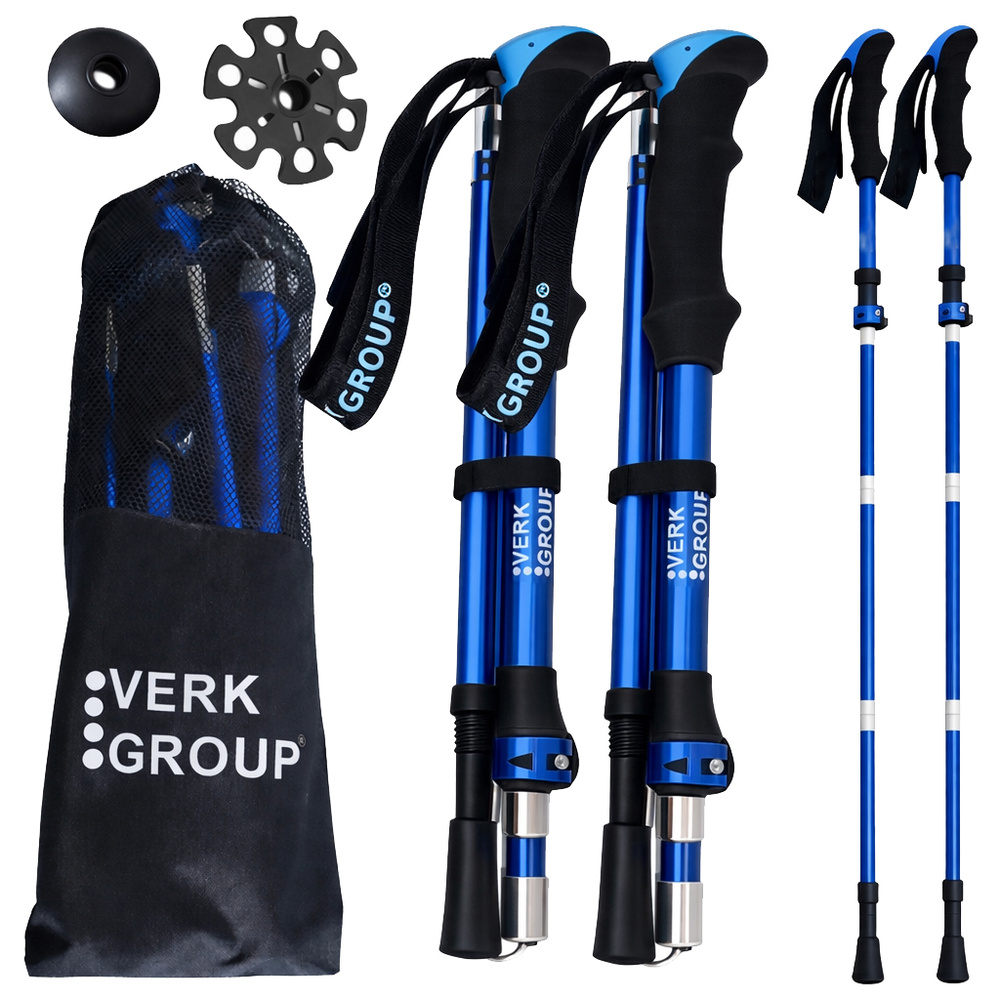 Verk Group Šiaurietiško Ėjimo ir Žygių Lazdų Rinkinys su Krepšiu, Mėlynos